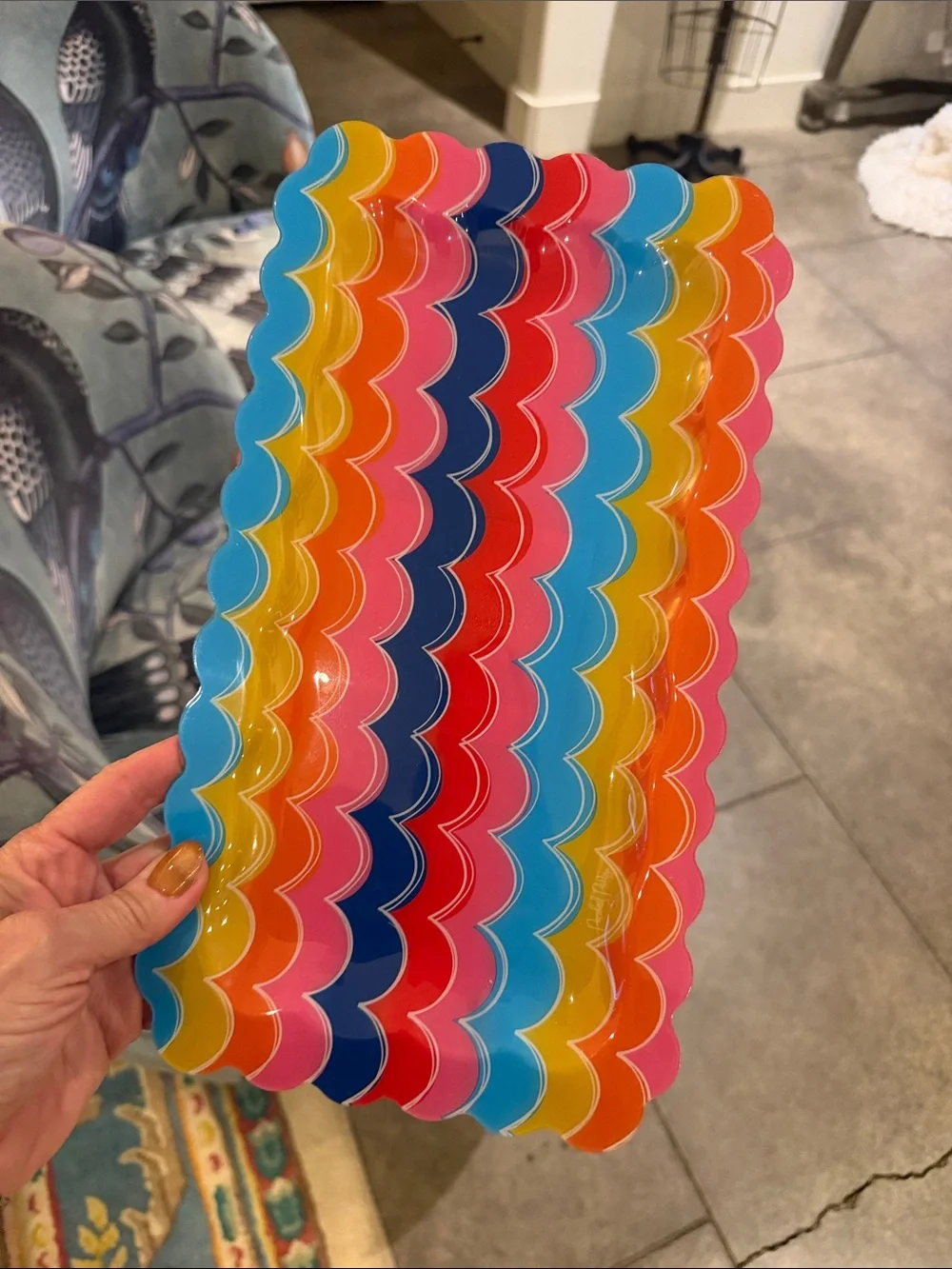 Packed Party Colorful Scalloped Party Tray - Multicolor